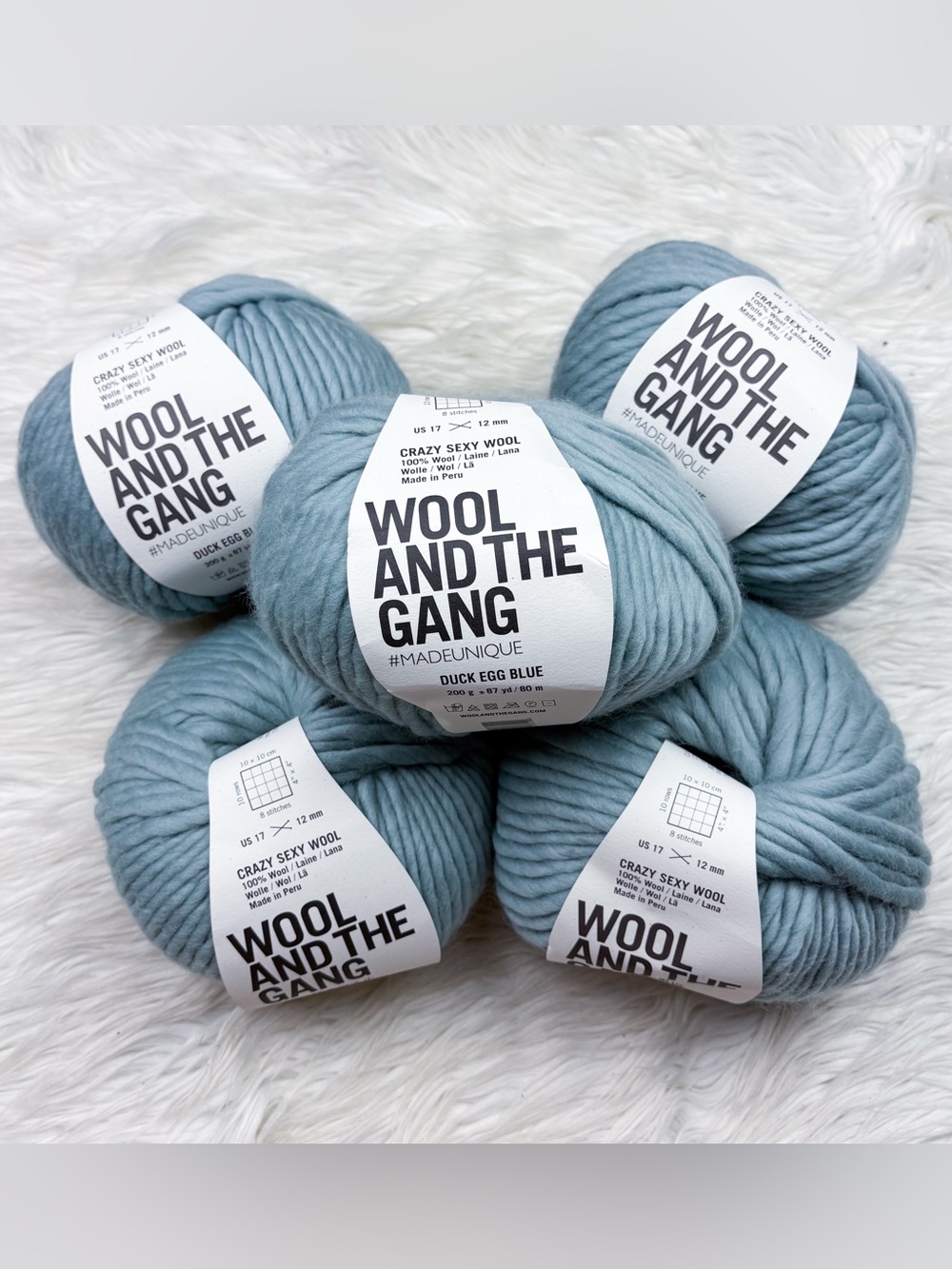 Wool And The Gang Duck Egg Blue 100% Wool Yarn Skein Set 2 NEW Knitting